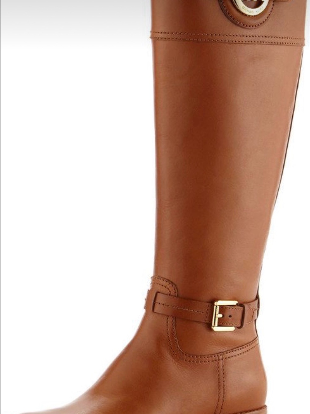 Michael Kors Tan Leather Knee-High Buckle Boots